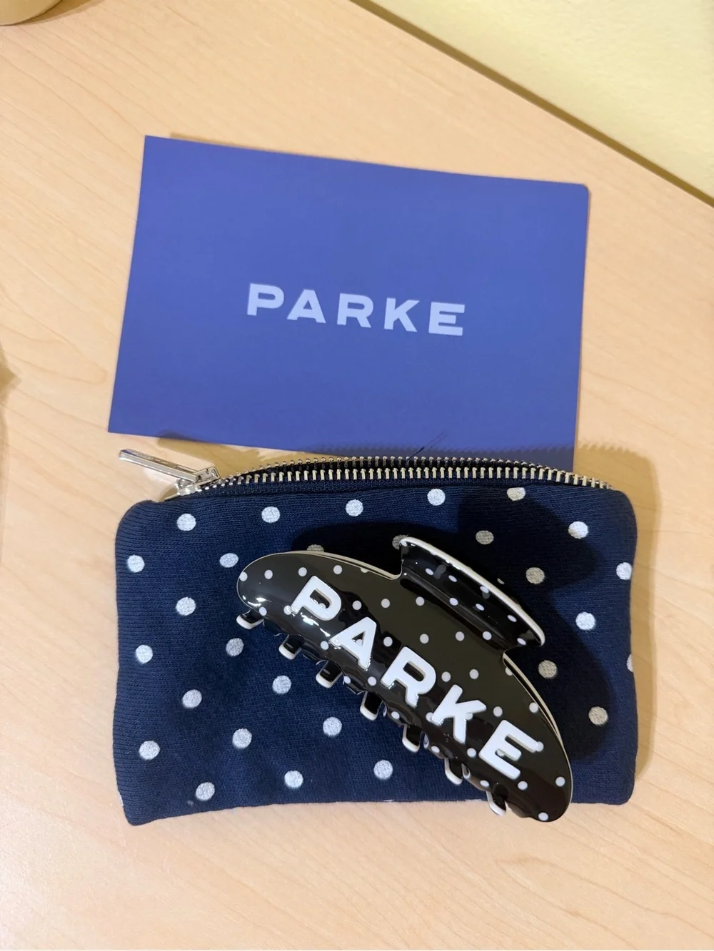PARKE Black White Polka Dot Claw Clip - Brand New